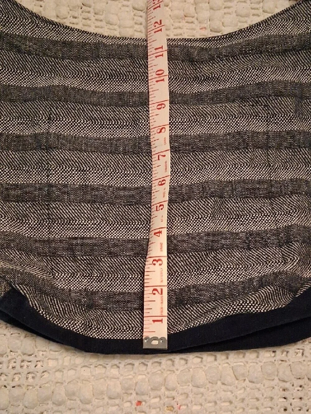 Striped Gray And Navy Cotton Messenger Bag